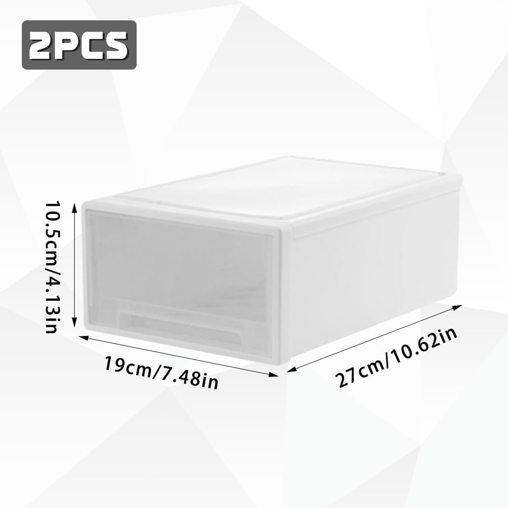 Poisonks 2 Aufbewahrungsboxen aus Kunststoff, Schublade, stapelbar, tragbar, robust und langlebig, f