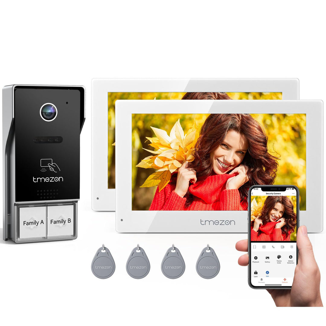 TMEZON WLAN Video Türsprechanlage 2-familienhaus,1080P HD Türklingel mit Kamera,7-Zoll-Farb-Touchscr