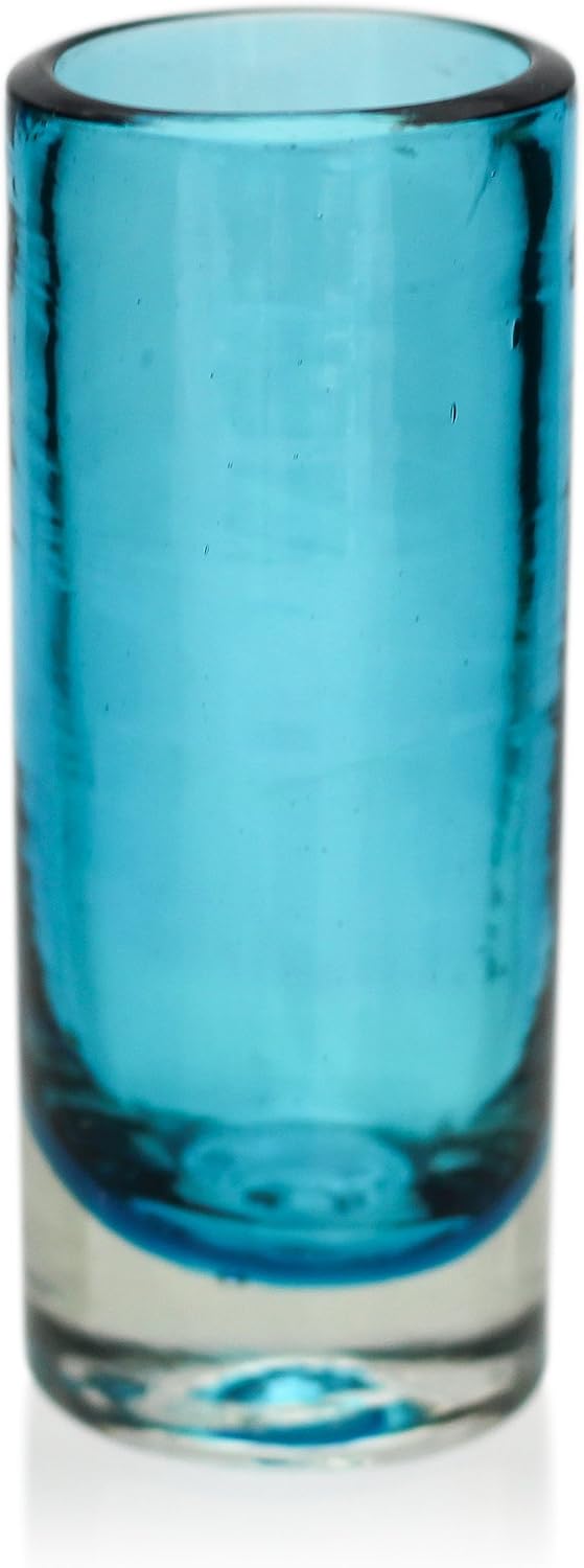 Tumia LAC Handgemachtes Tequila/Shot Glas - recyceltes Glas – Türkis – Set aus 2 Gläsern, 2