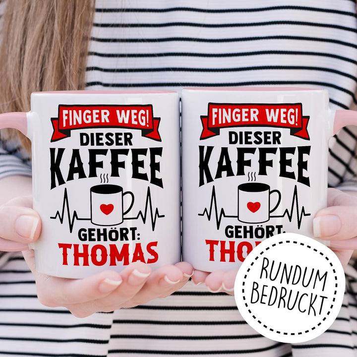 Tasse personalisierbar Geschenk Finger weg! Dieser Kaffee gehört: Thomas, Kaffeetasse Name Humor per