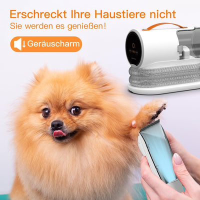 AIRROBO PG100 Hundeschermaschine mit Staubsauger, Profi Haustierpflegeset mit 12000 Pa Saugkraft, le