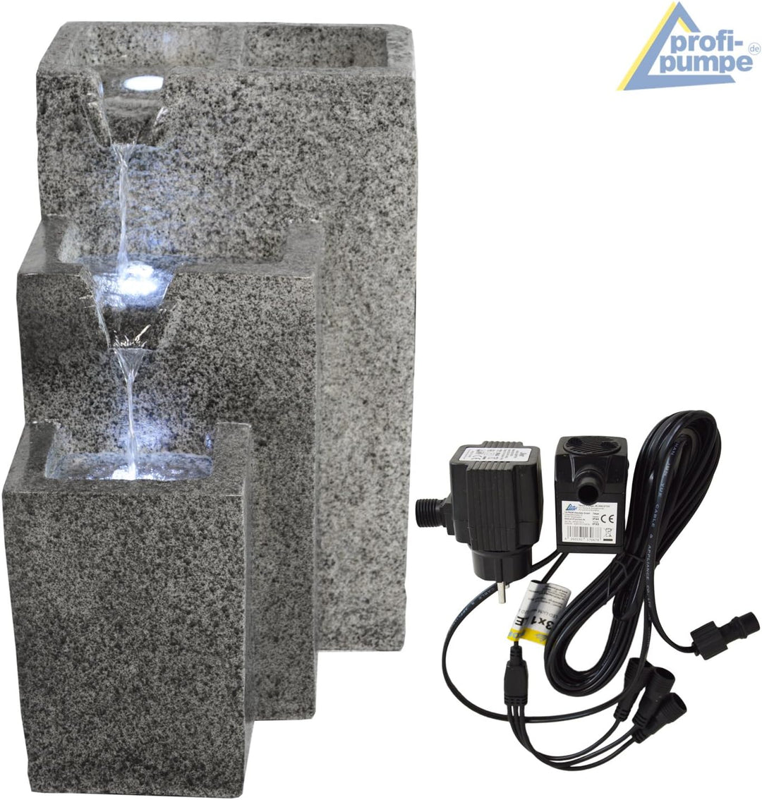 Amur Gartenbrunnen Brunnen Zierbrunnen Zimmerbrunnen Brunnen GRANITWAND-Kaskade mit LED-Licht 230V W