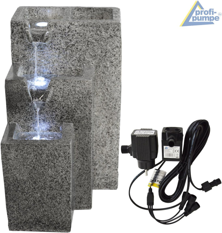 Amur Gartenbrunnen Brunnen Zierbrunnen Zimmerbrunnen Brunnen GRANITWAND-Kaskade mit LED-Licht 230V W