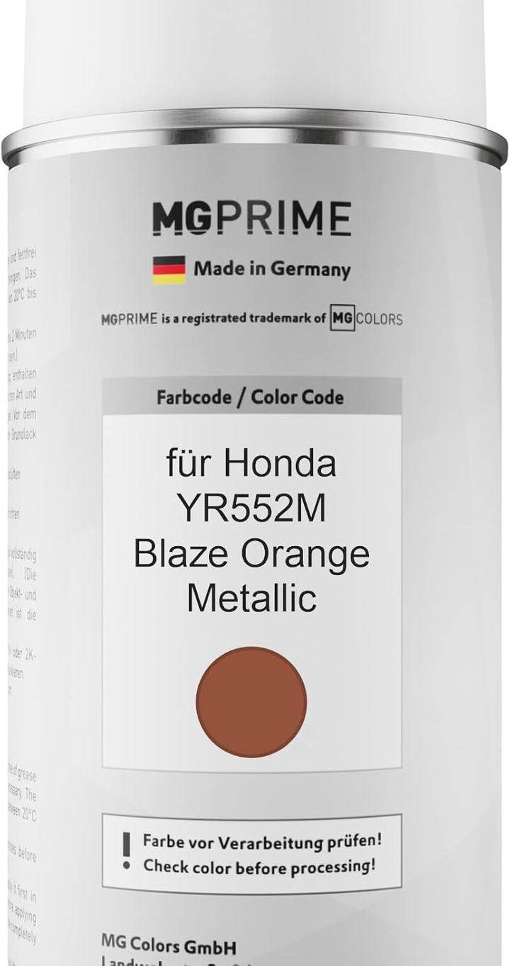 MG PRIME Autolack 2K Spraydosen Set für Honda YR552M Blaze Orange Metallic Basislack 2 Komponenten K