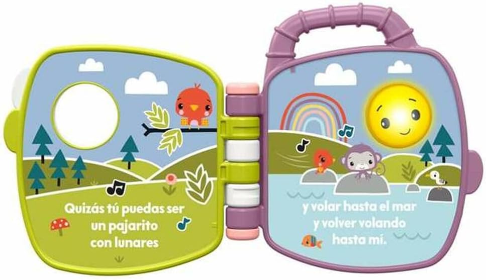 Fisher-Price JFN09 Musikgeschichtenbuch des lila Monitos, Babyspielzeug mit Lichtern und Geräuschen,
