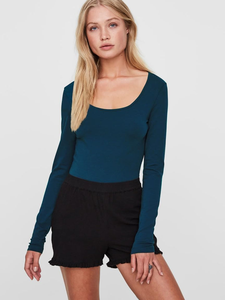 VERO MODA Damen Vmmaxi My Ls Soft Uneck Ga Noos Langarmshirts XS 1x Festival Fuchsia, 1x Gibraltar S