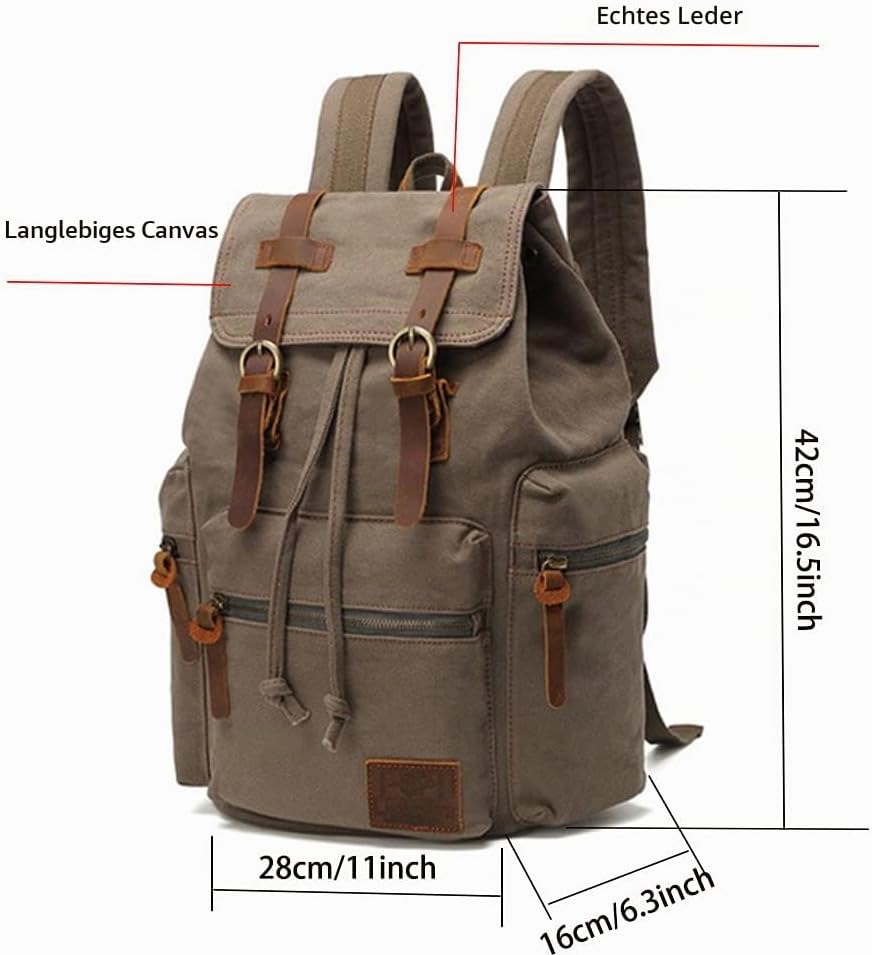 Canvas Rucksack Vintage Rucksack Schulrucksack Retro Rucksack Daypack Backpack Lederrucksack Wanderr