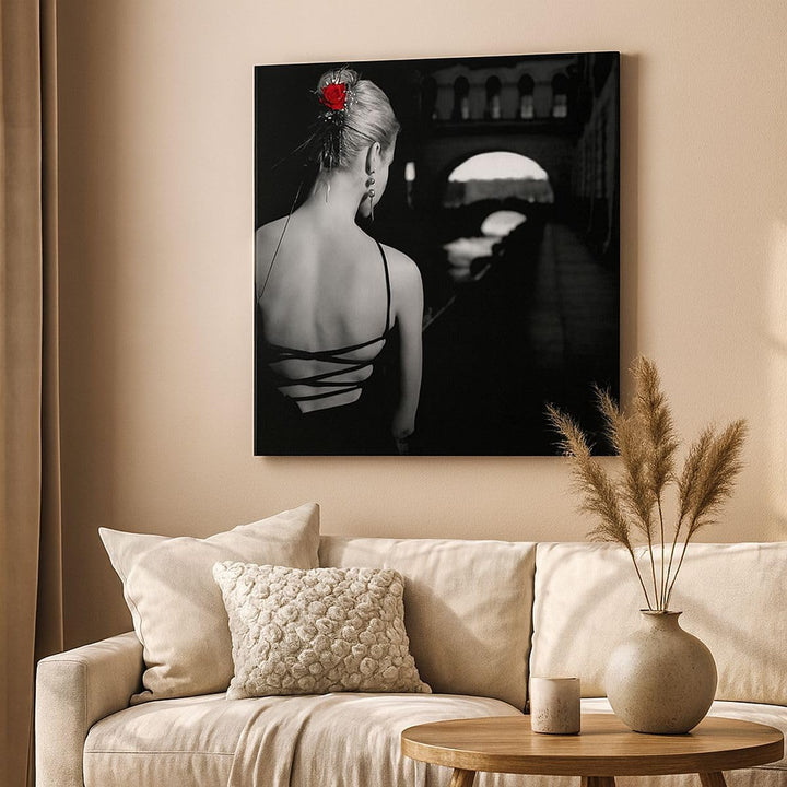 Bilder auf Leinwand 70x70cm Leinwandbild mit Rahmen Lady Rose Mystery Gross Wanddeko Bild Schlafzimm