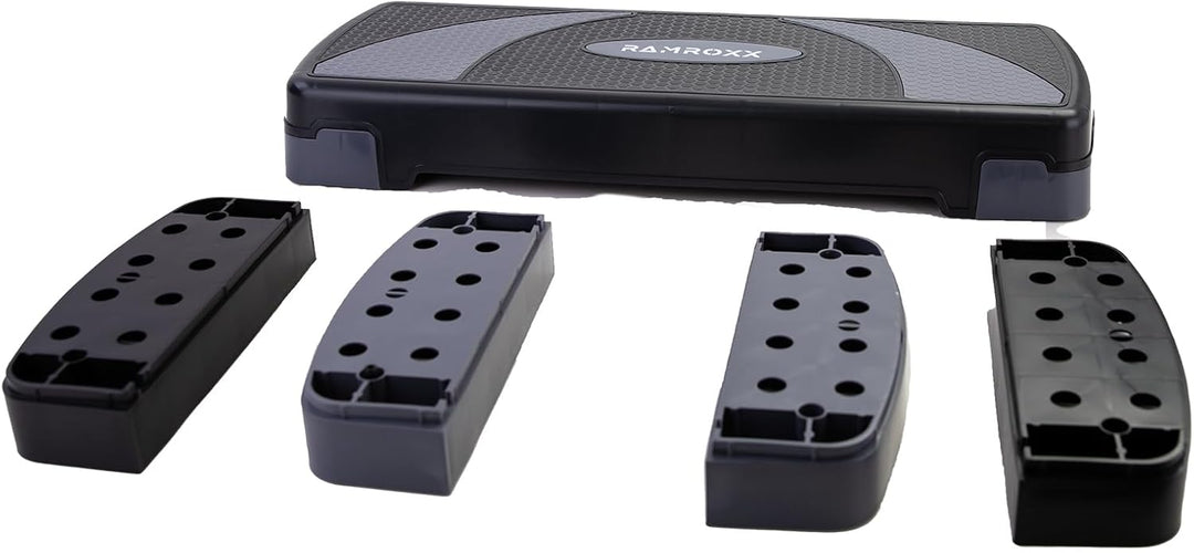 Tenzo-R Fitness Stepboard Stepper Steppbrett Workout 3 Stufen Schwarz Grau 80x30cm