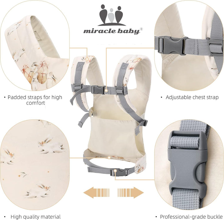 Miracle Baby Babypuppentrage für Kinder, Vorder- und Rückentrage mit verstellbaren Trägern für Mädch