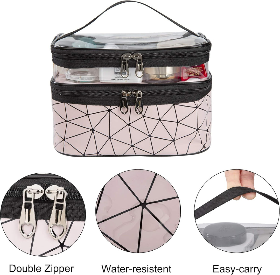 Kosmetiktasche Doppelschichtige Kulturbeutel Tragbare Transparent Reise Schminktasche Grosse Makeup