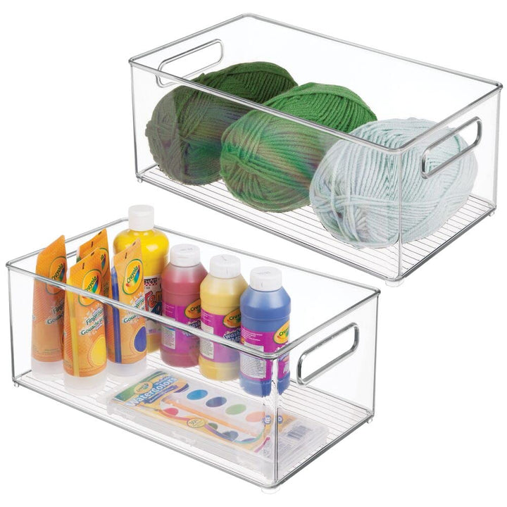 mDesign 2er-Set Aufbewahrungsbox für Bastelbedarf – toller Bastel Organizer mit Griffen – perfekte A