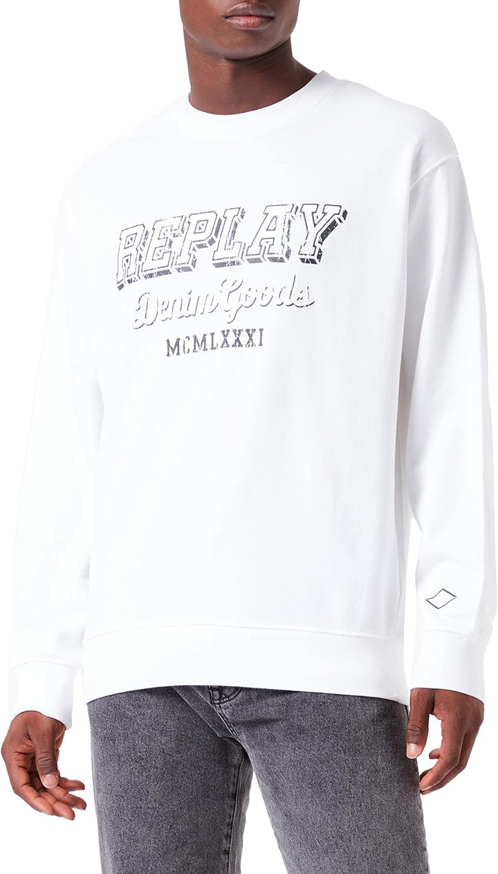 Replay Herren M6314 Sweatshirt Casual M 001 White, M 001 White