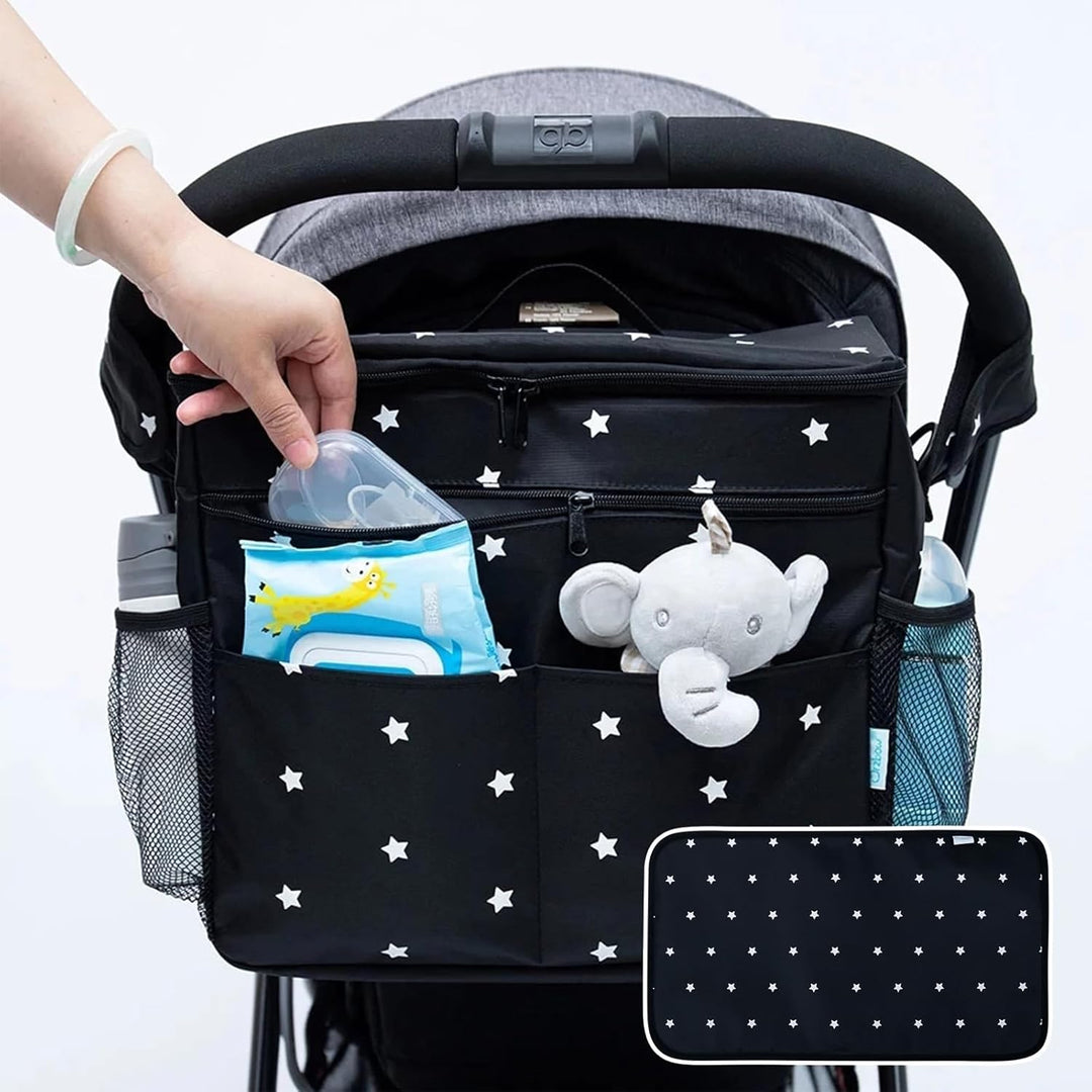 Orzbow XL Buggy Organizer Taschen,22 L Grosser Kinderwagen Windel Organizer mit Getränkehaltern, Sch