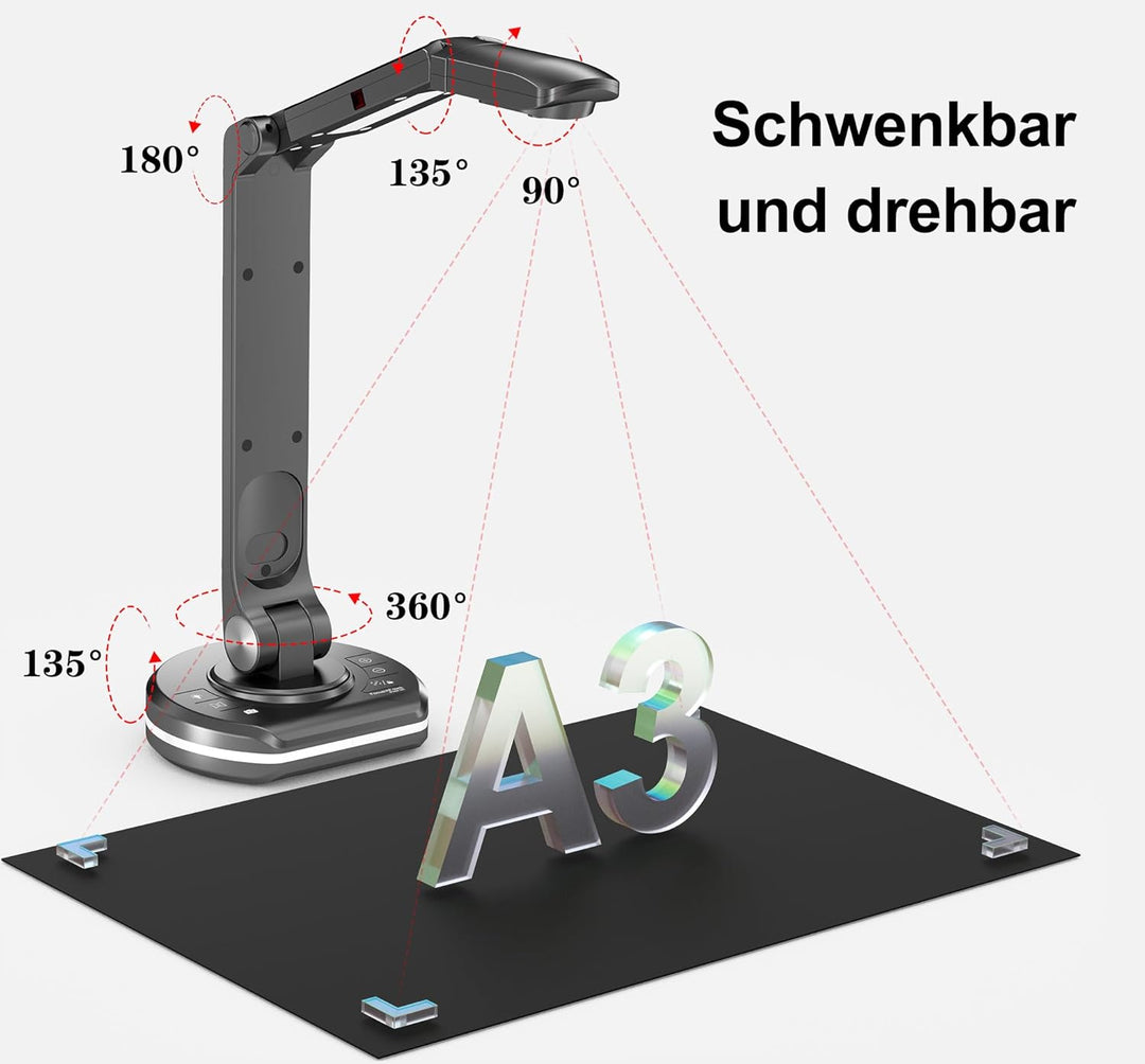JOURIST DC530 Dokumentenkamera und Visualizer, Ultra-HD-Auflösung 13 Megapixel, Vorlagen bis A3, Hyb