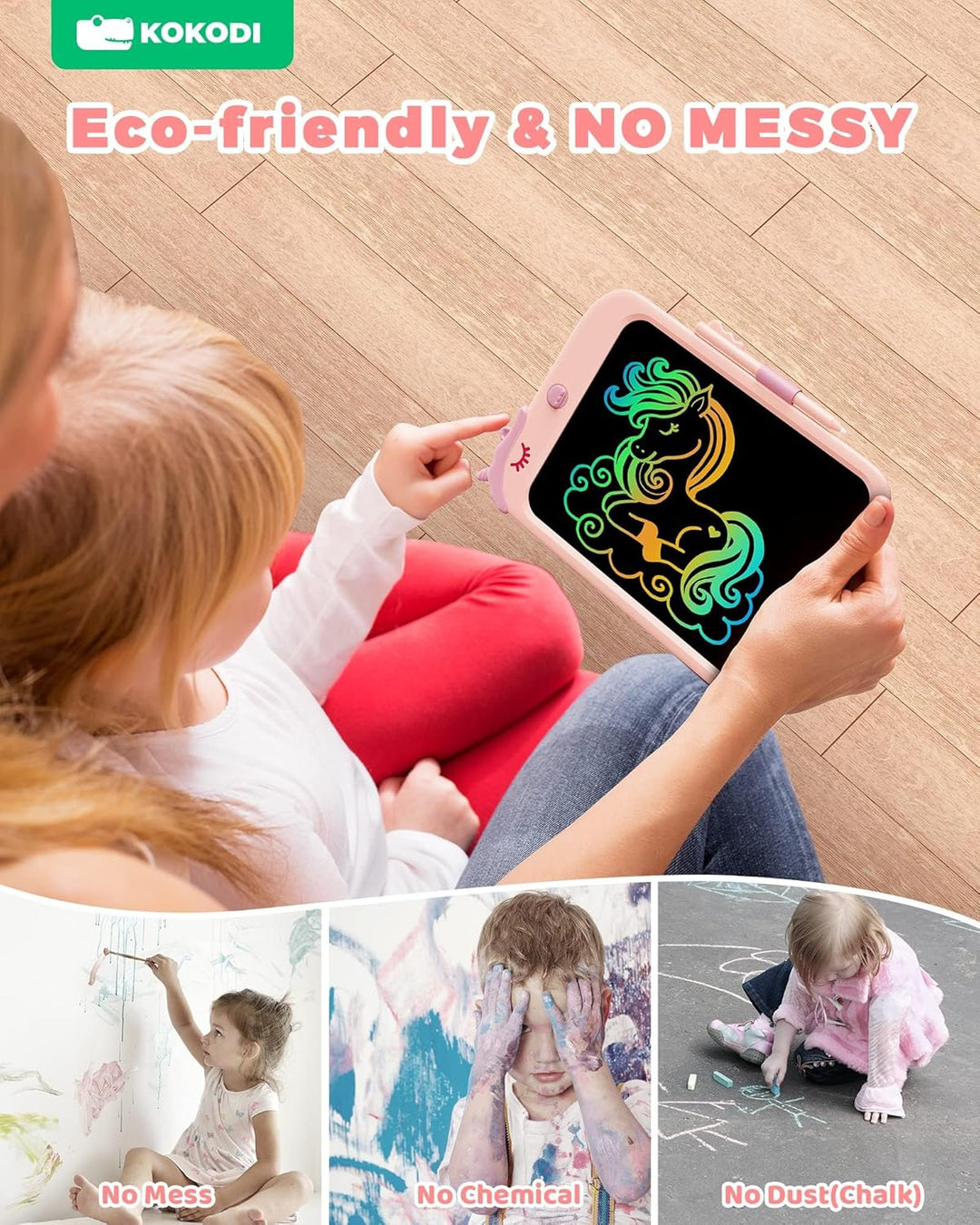 kokodi Einhorn Spielzeug für 3 4 5 6 7 Jahre Mädchen alte Jungen Kinder, 10 Zoll Schreibtafel Zauber