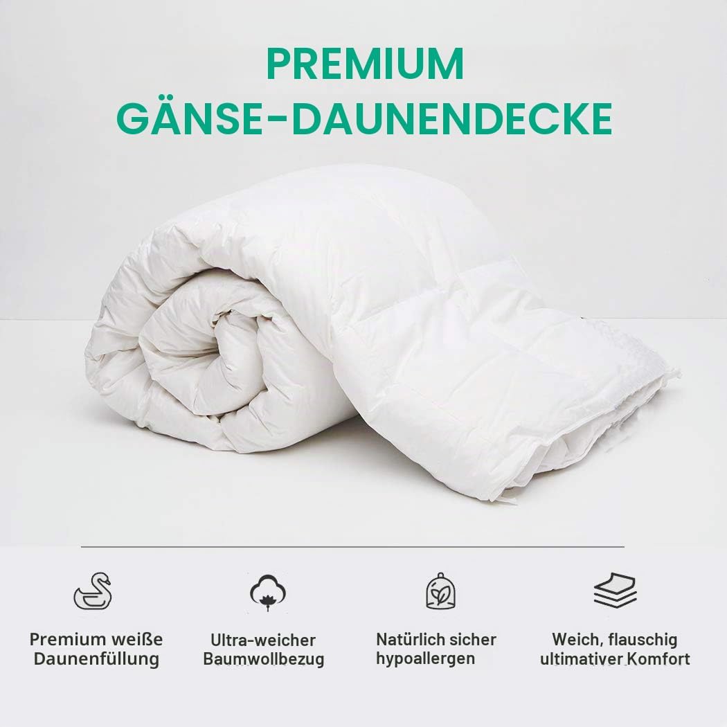 APSMILE Ganzjahres Daunendecke 155x220cm Gänsedaunen und Gänsefedern, Federbettdecke 155x220 cm, Hot