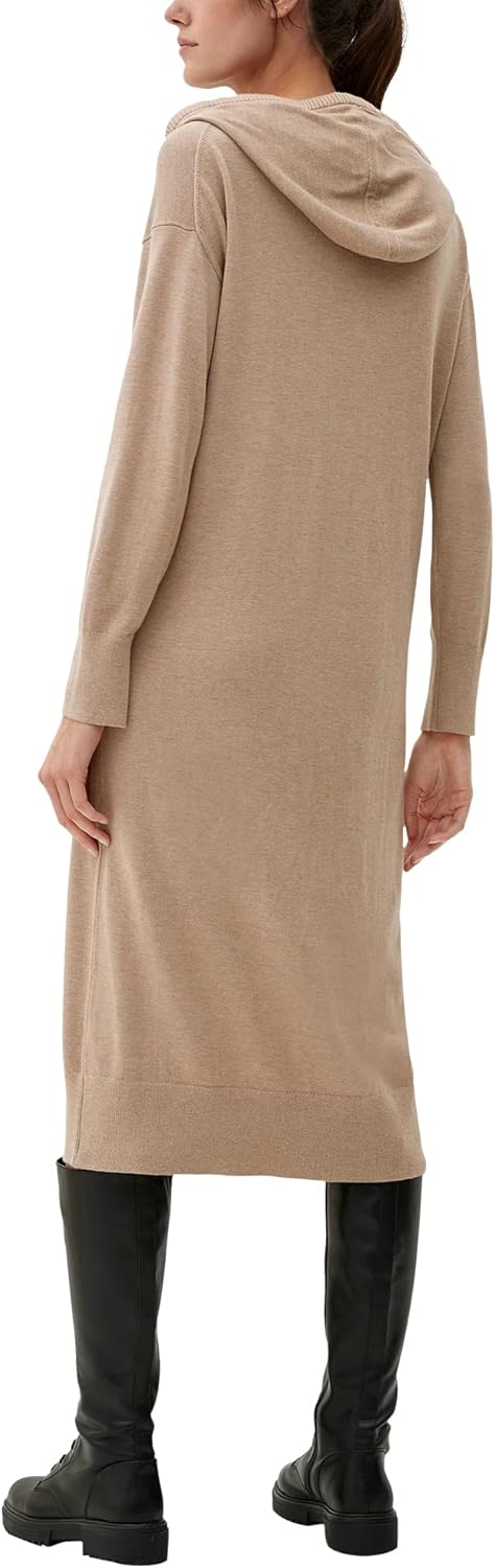 s.Oliver Damen Strickkleid mit Kapuze, Beige