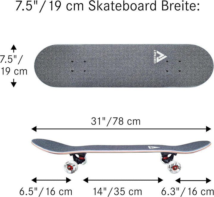 CONTRACT 5 Komplett Skateboard Highway-City - für Kinder und Jugendliche - 7-lagiges Ahornholz Deck