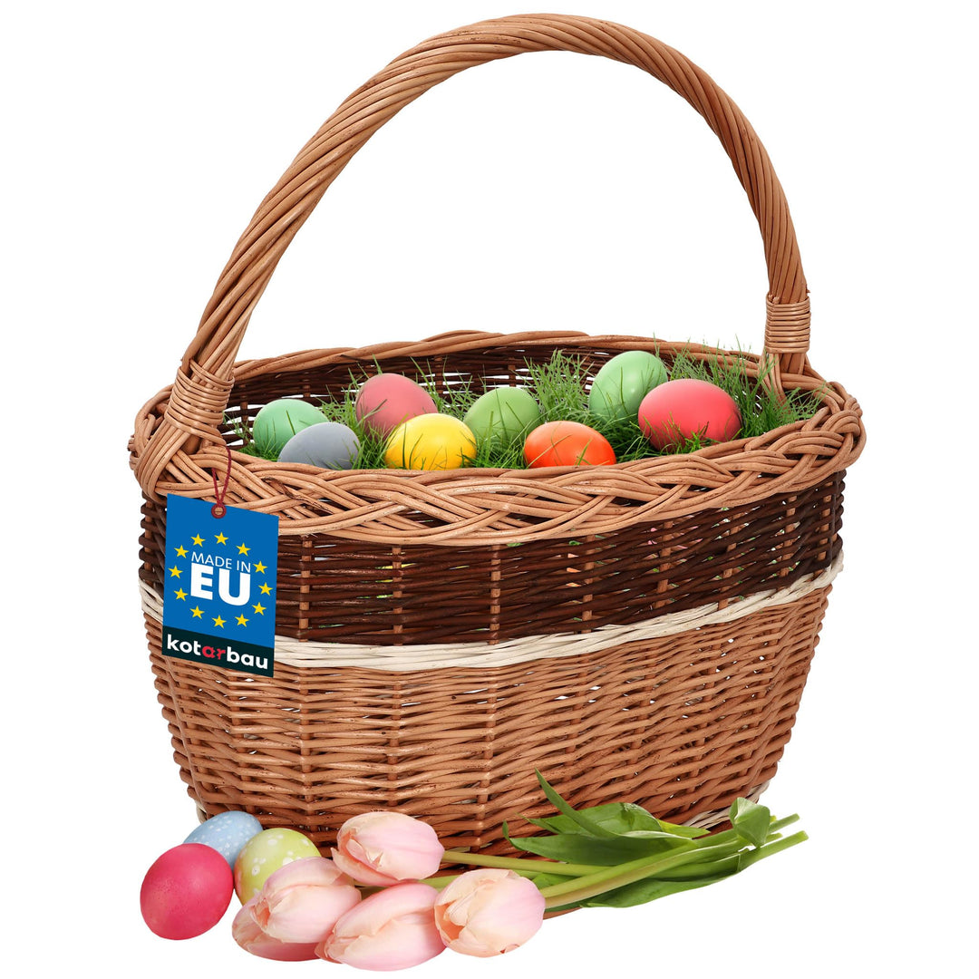 KOTARBAU® Weidenkorb Einkaufskorb geflochten 420 x 280 mm Korb aus Weide Braun gross Einkaufskorb ge