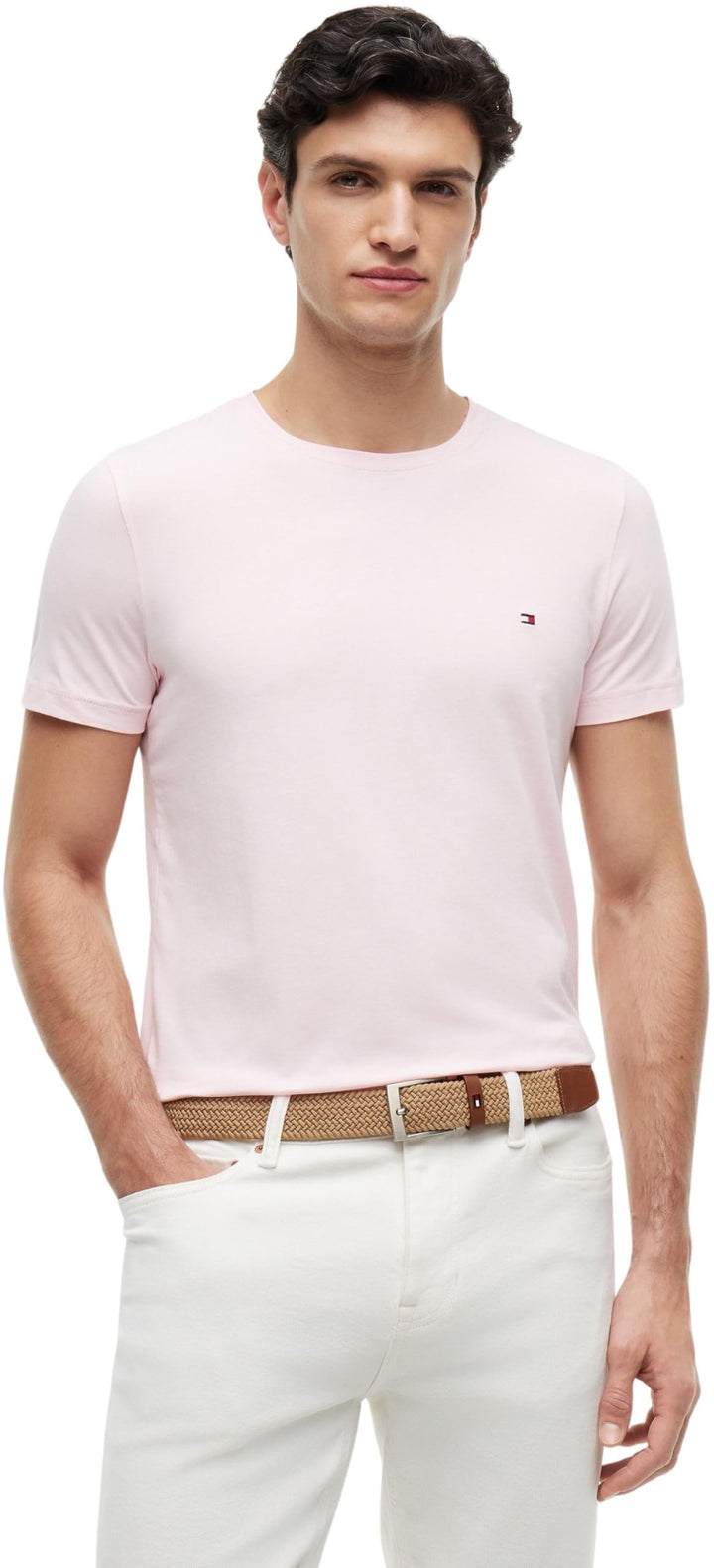 Tommy Hilfiger Herren T-Shirt Kurzarm Stretch Slim Fit Tee Rundhalsausschnitt XXL Pink (Pink Lily),