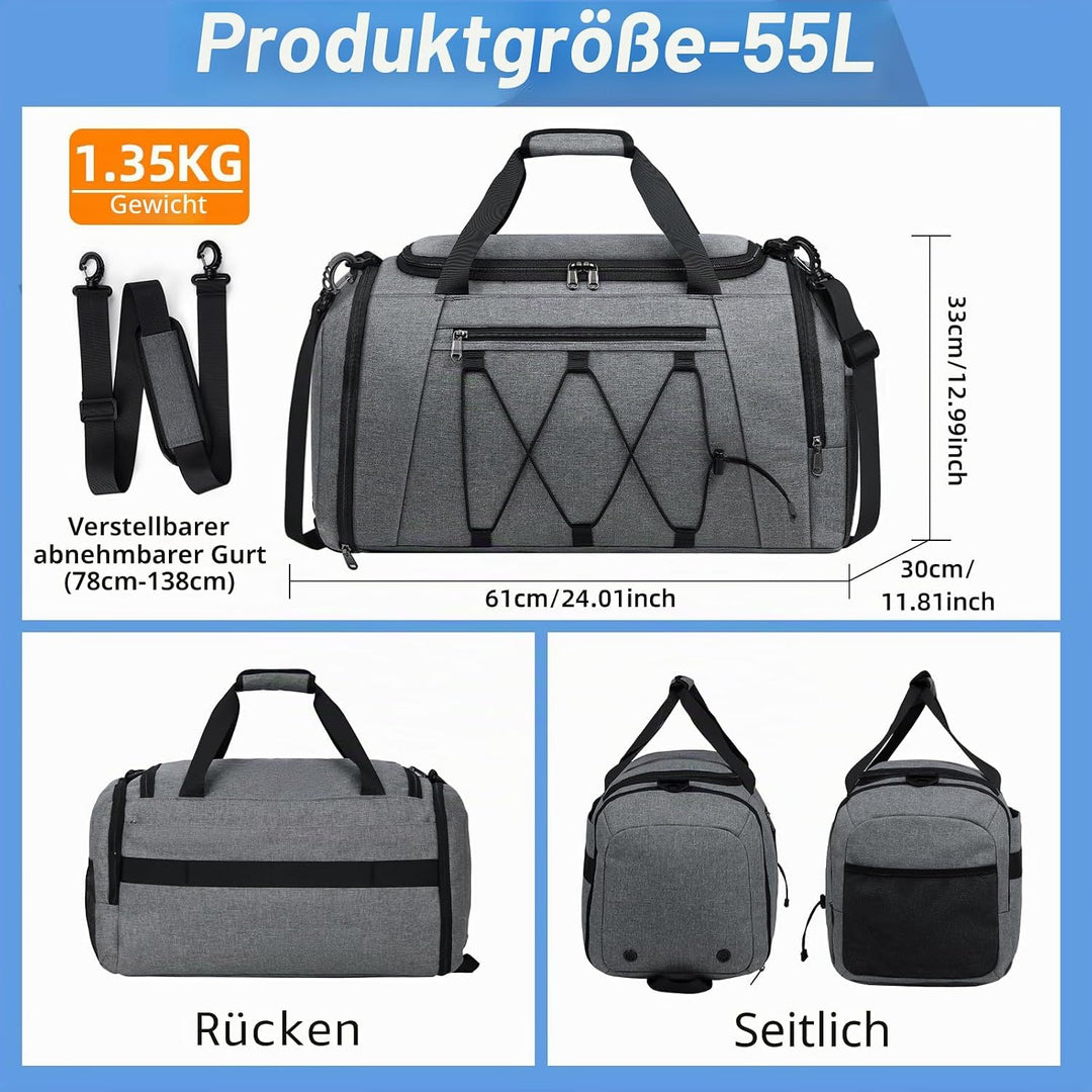 NUBILY Sporttasche Herren Damen mit Schuhfach Nassfach Wasserdicht Trainingstasche Schwimmtasche Gro