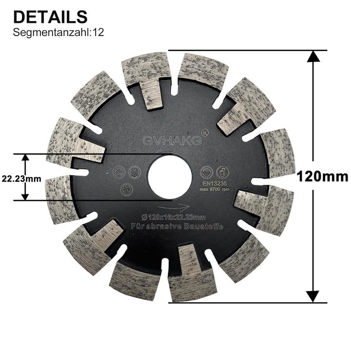 GVHAKG Tuck Point 120mm Diamant Fräser,Sehr verschleissfest Lange Lebensspanne für Estrich, Asphalt,