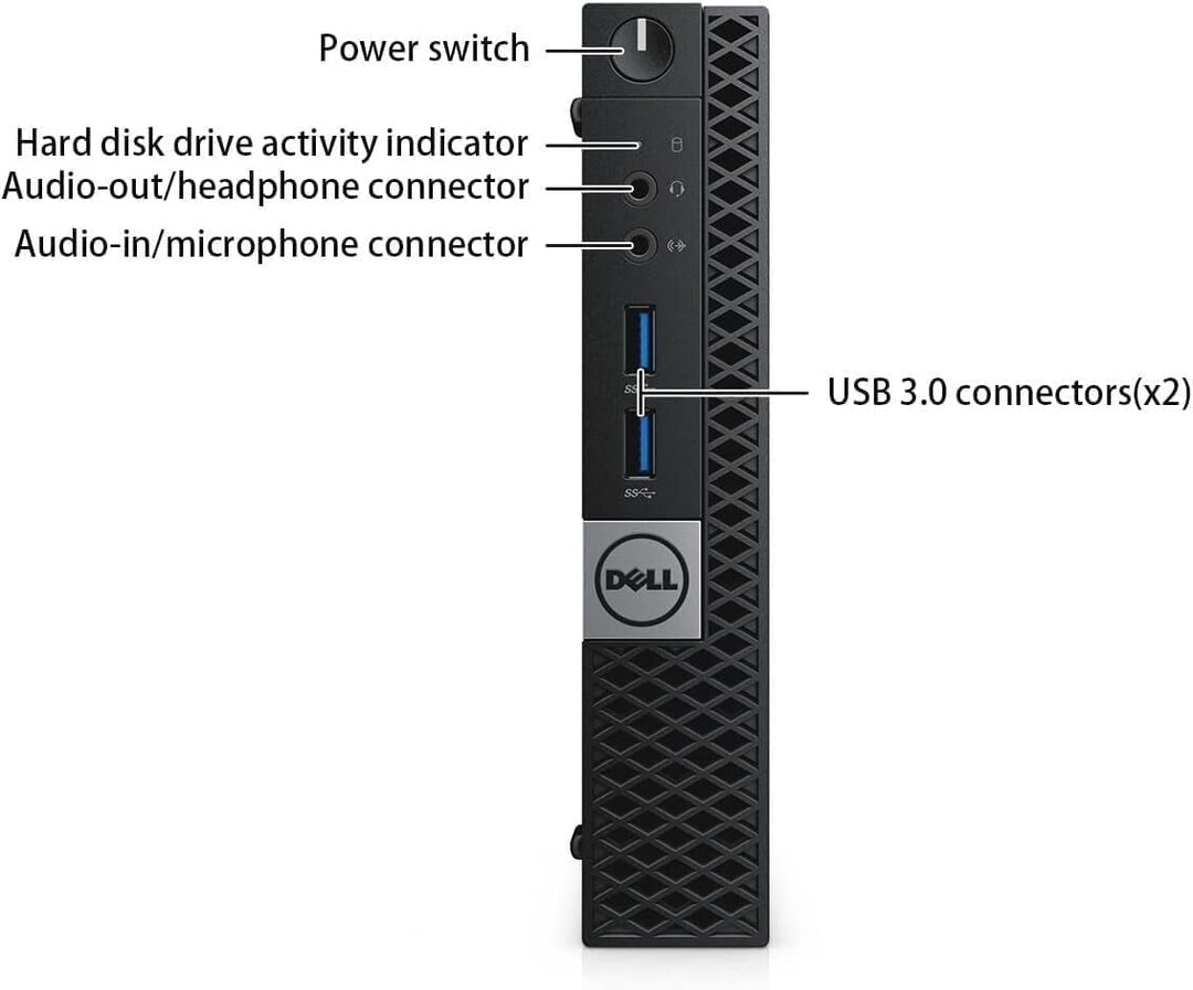 Dell Optiplex 3040 Mini Computer PC mit 24 Zoll Monitor, Intel Core i5-6500, 8GB RAM, 256GB SSD, US