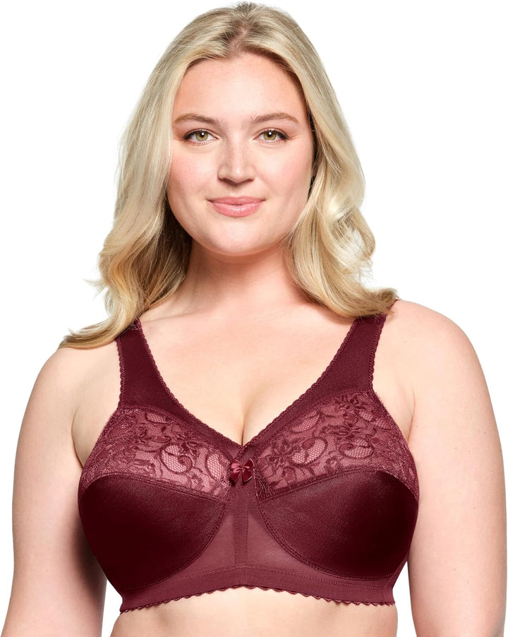 Glamorise Damen Bügelloser MagicLift-Stütz-BH für grosse Grössen Nr. 1000 80B Bordeaux, 80B Bordeaux