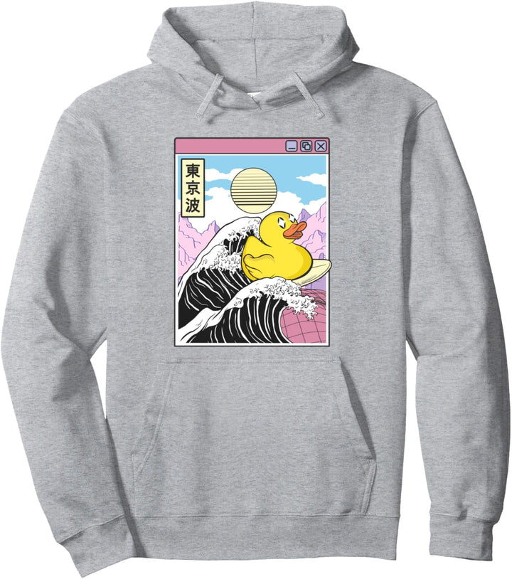 Gummiente Surfen Kanagawa Wave Kawaii Vaporwave Duck Pullover Hoodie