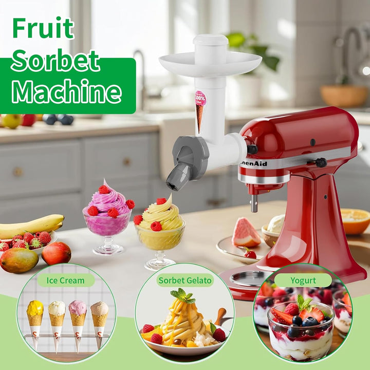 Eismaschine Aufsatz für Kitchenaid Standmixer, Fruchteismaschine Aufsatz, Softeismaschine BPA-freien