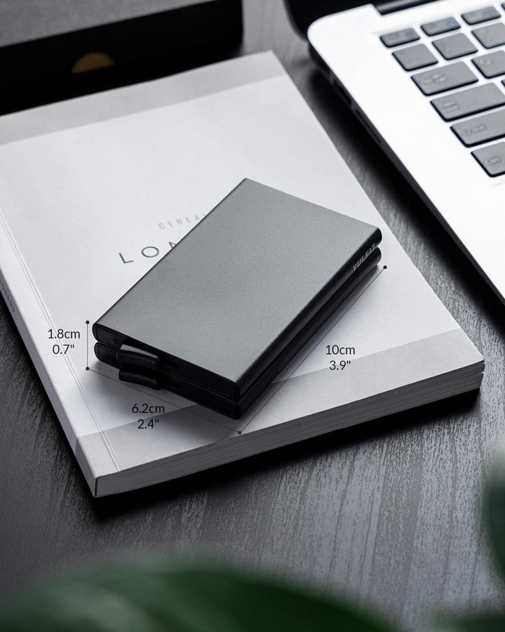 VULKIT Kartenetui Metall mit RFID NFC Schutz Karten Geldbörse Herren Geldbeutel Doppelt Karten Etui
