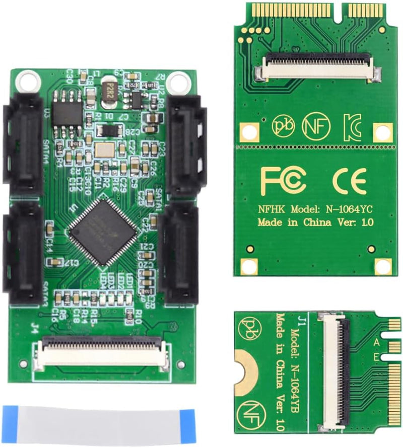 chenyang Mini PCI-E ＆ NGFF A+E Key auf 4 SATA 3.0 Port Multiplier Adapter 6Gbps Festplatte Erweiteru