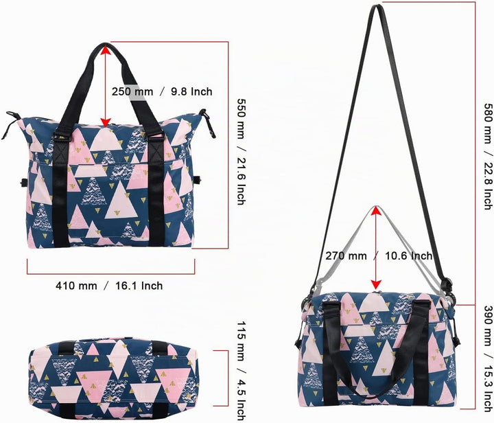 HAWEE Sporttasche Damen Gross Leichte Reisetasche Herren Faltbare Gym Duffel Bag Weekender Travel Ba