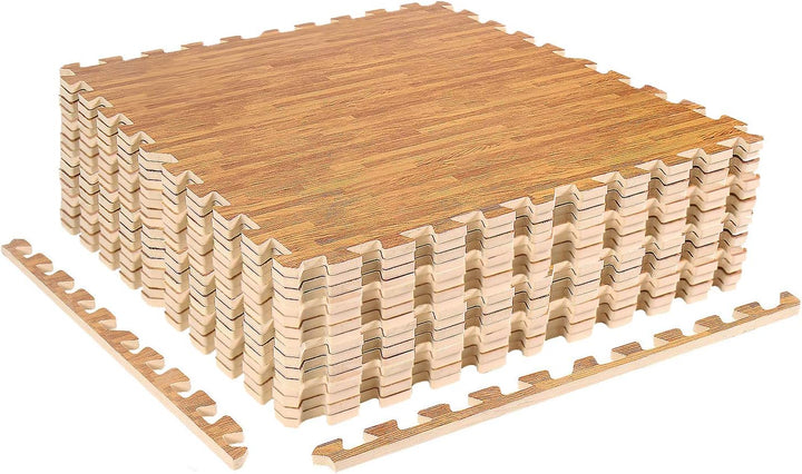 CCLIFE Bodenschutzmatte Fitness Fitnessgerät Sport Unterlegmatte 60x60cm 16 Stück Holz, 60x60cm 16 S