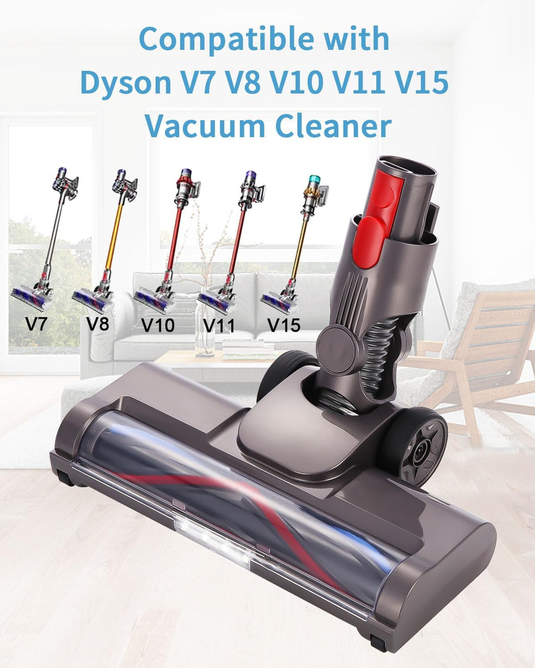 Bürste Kompatibel mit Dyson V7, V8, V10, V11, V15 Staubsauger, Ersatzbürste mit 4-LED Scheinwerfern,