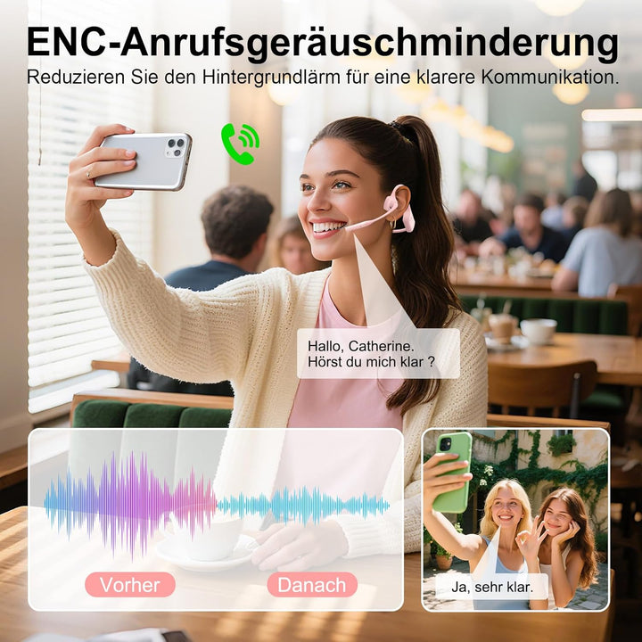 Smof Bluetooth Headset mit Mikrofon, Qualcomm® aptX-LL Open-Ear Kopfhörer Geräuschunterdrückung und