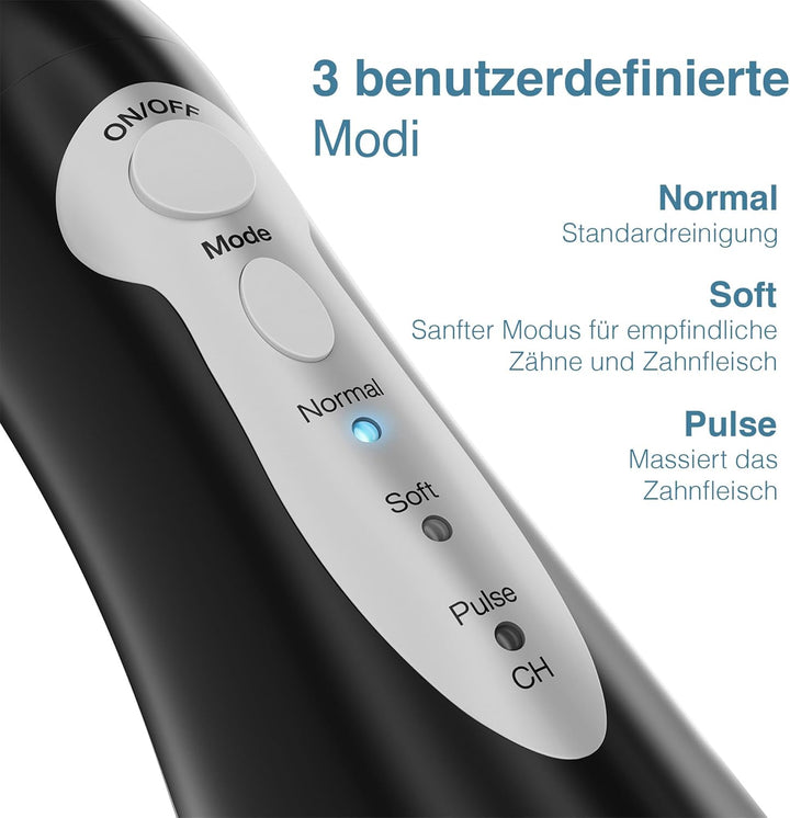 Aquasonic Aqua Flosser - Professioneller Wiederaufladbarer Wasserzahnseidenreiniger mit 4 Aufsätzen