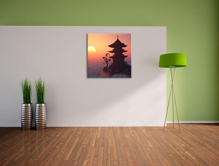 Pixxprint Buddhistischer Tempel in Asien, Format: 70x70 auf Leinwand, 70x70