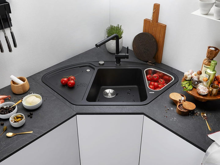 BLANCO DELTA II | SILGRANIT felsgrau | Einbauart: Einbau von Oben | Hauptbecken links | mit Ablauffe