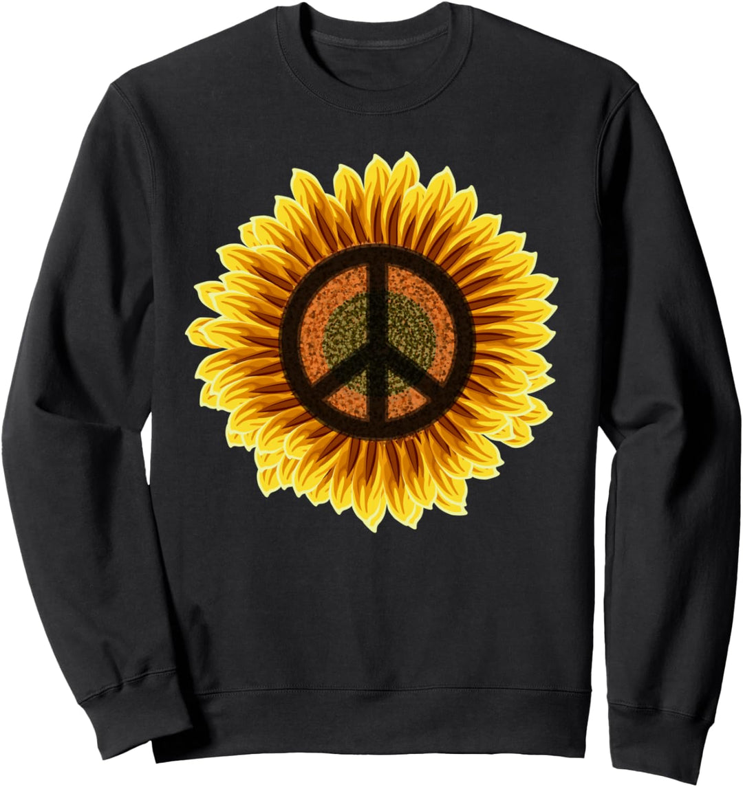 Sonnenblume Peace Zeichen 1960er 1970er Jahre Hippie-Blume Sweatshirt