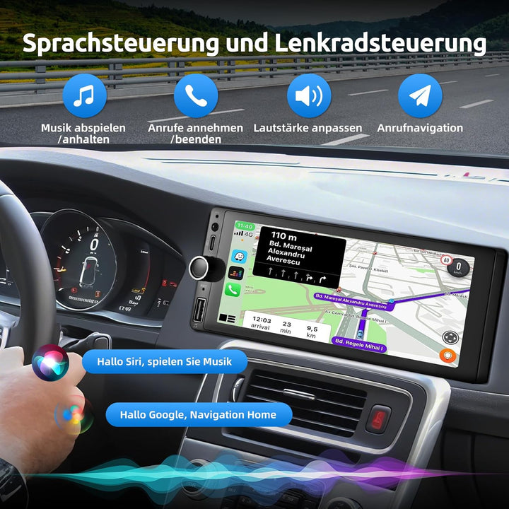 ESSGOO 4+64G Autoradio mit Wireless Carplay und Android Auto, 5, 1Din HD Bildschirm Auto Display Rad