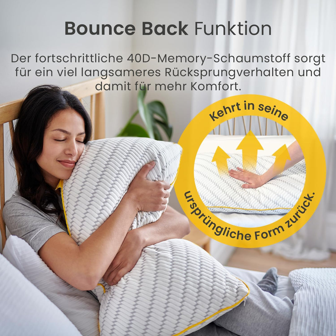 Cosi Home Geschreddertes Memory Foam Kissen zum Schlafen (2er Set), Verstellbares Kopfkissen mit Bam