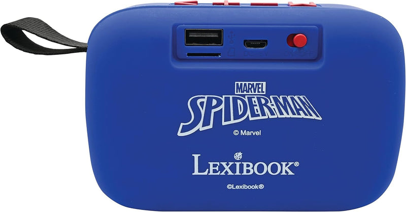 Lexibook Marvel Spider-Man - Tragbarer Bluetooth-Lautsprecher, Kabelloser, USB, TF-Karte, Akku, Blau