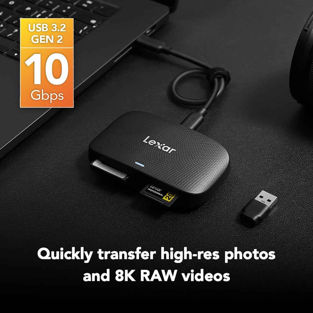 Lexar Professioneller CFexpress Typ B/SD USB 3.2 Gen 2 Leser, Übertragungsgeschwindigkeiten bis zu 1