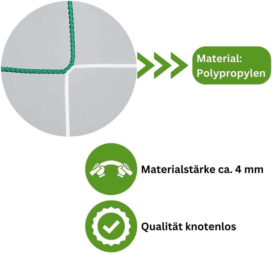 Fussball Tornetz Fussballtornetz 7,50 m x 2,50 m Tiefe Oben 0,80 unten 1,50 m Fussballnetz zweifarbi