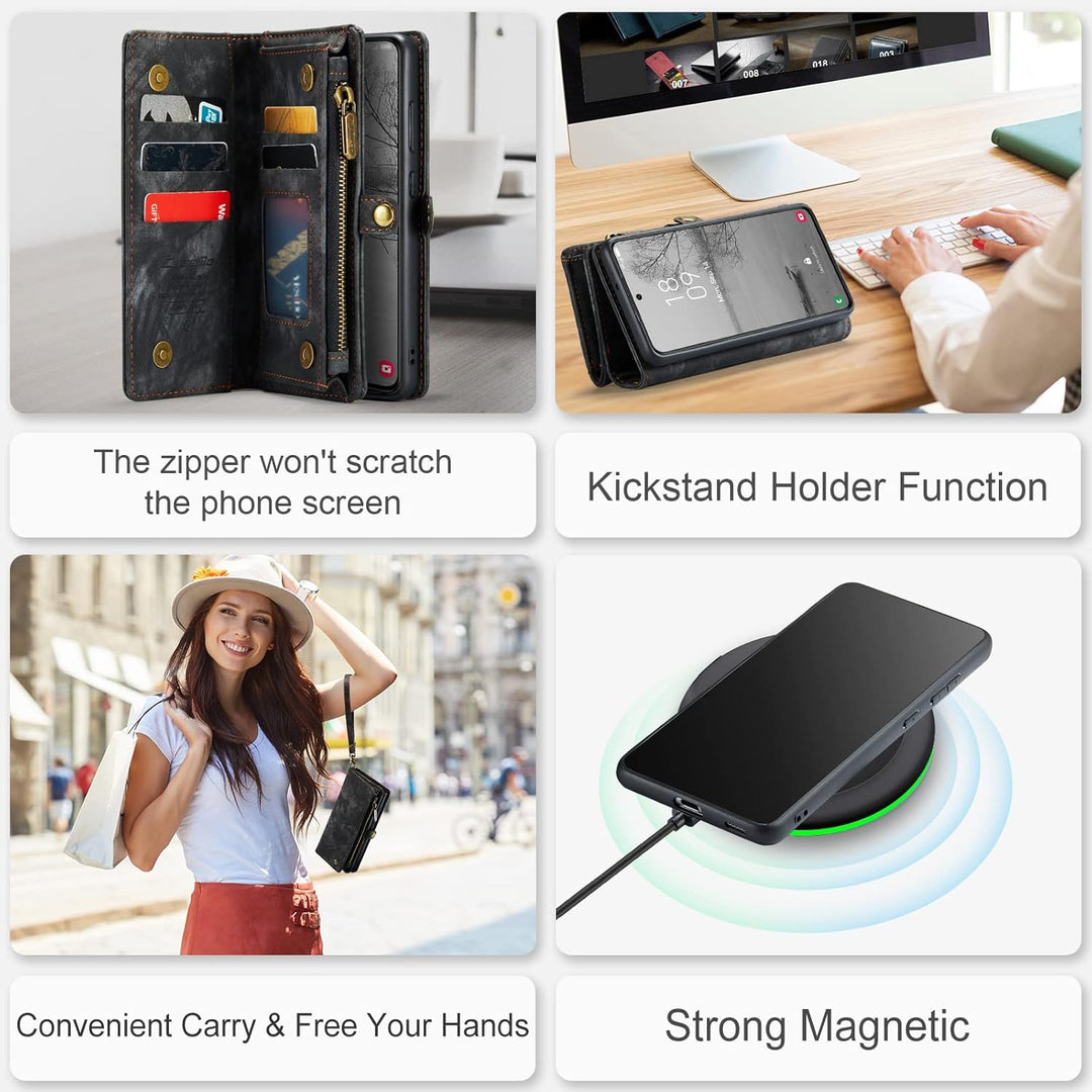 UFinetech Samsung S23 Plus Hülle, Stossfest Kartenfach Magnetisch Abnehmbare Tasche Samsung Galaxy S