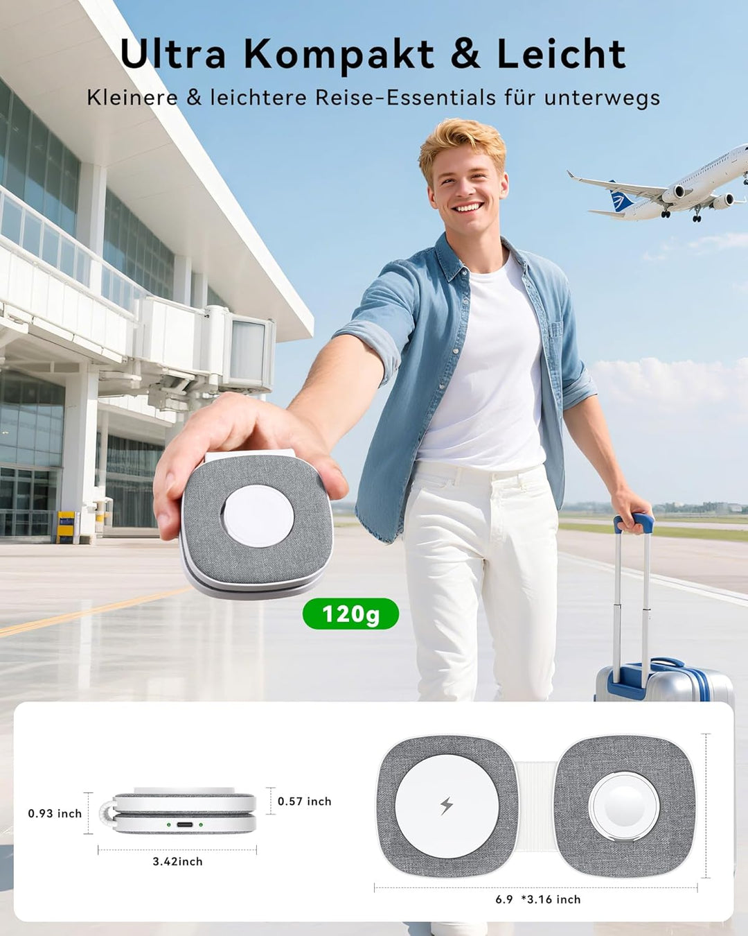 Faltbar 2 in 1 Ladestation für Apple Watch und iPhone für MagSafe iPhone 17e/Air/17/16/15/14/13/12 S