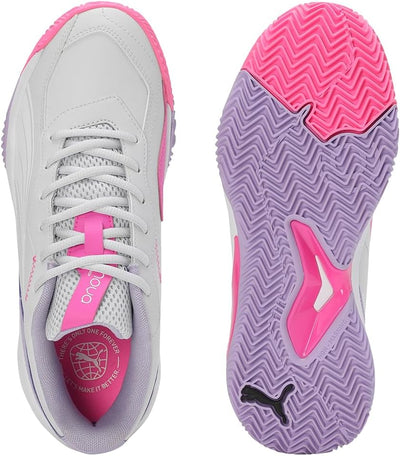 PUMA Damen Nova Smash WN's Tennis Shoe 41 EU Silver Mist Puma White Vivid Violet, 41 EU Silver Mist