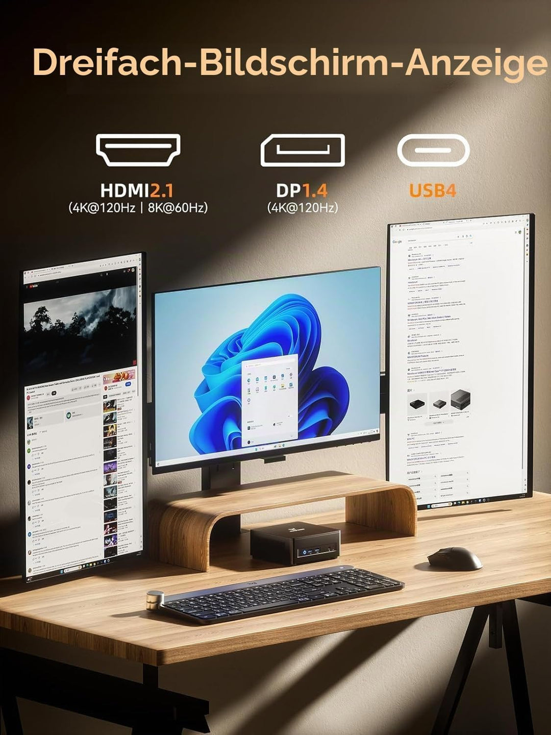 MINIS FORUM UM690L Slim Mini PC, AMD Ryzen 9 6900HX 8-Core-Prozessor bis zu 4,9 GHz mit AMD Radeon 6